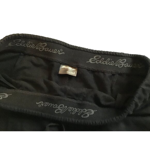 EDDIE BAUER- MENS BLACK ELASTIC WAIST TAPPER LEG JOGGER'S SWEATPANTS SIZE LARGE - Picture 3 of 6